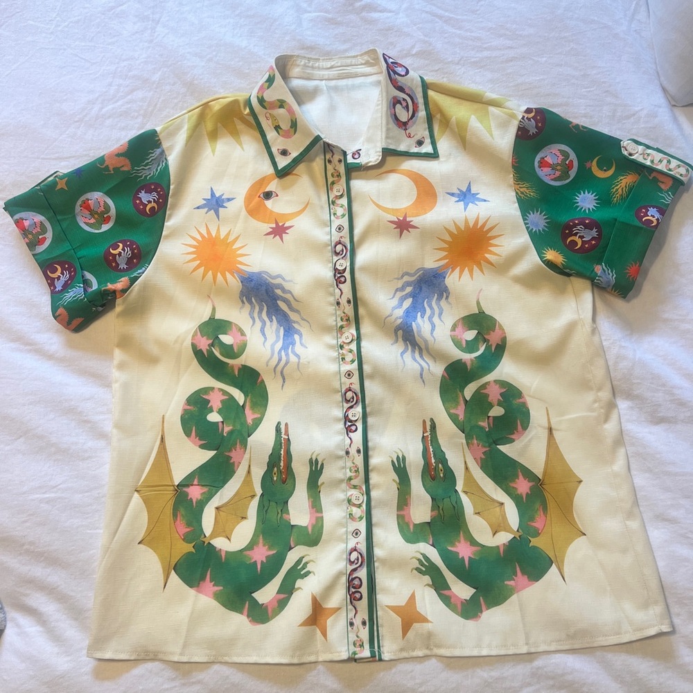 Colorful Graphic Button-Up Shirt